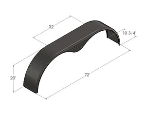 Steel Tandem Teardrop Checkerplate Fender - No Back